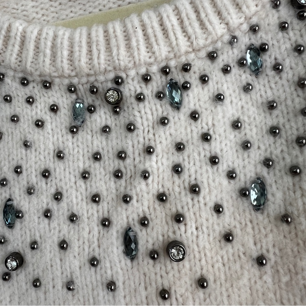 LIKE NEW Zara Cream Sweater with Embellishments - Picture 3 of 8